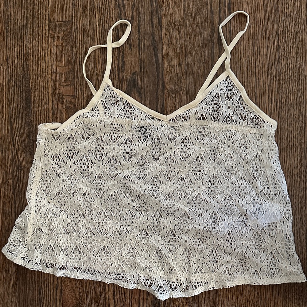 American Eagle Outfitters Cream Lace Top